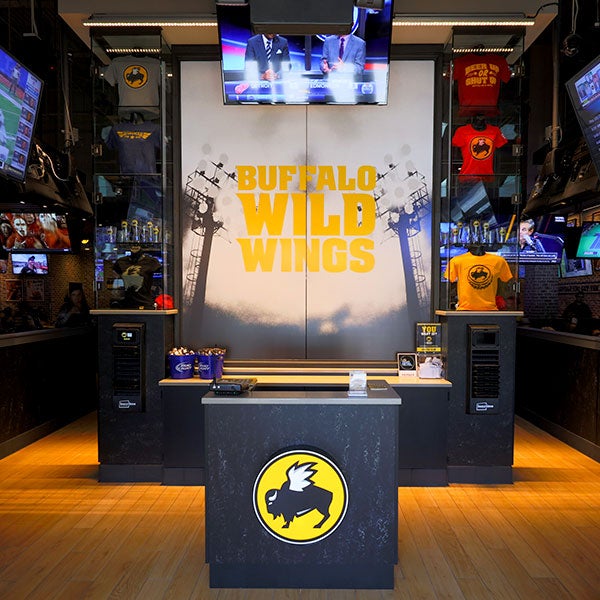 Entrance to Buffalo Wild Wings restaurant inside of Miracle Mile Shops