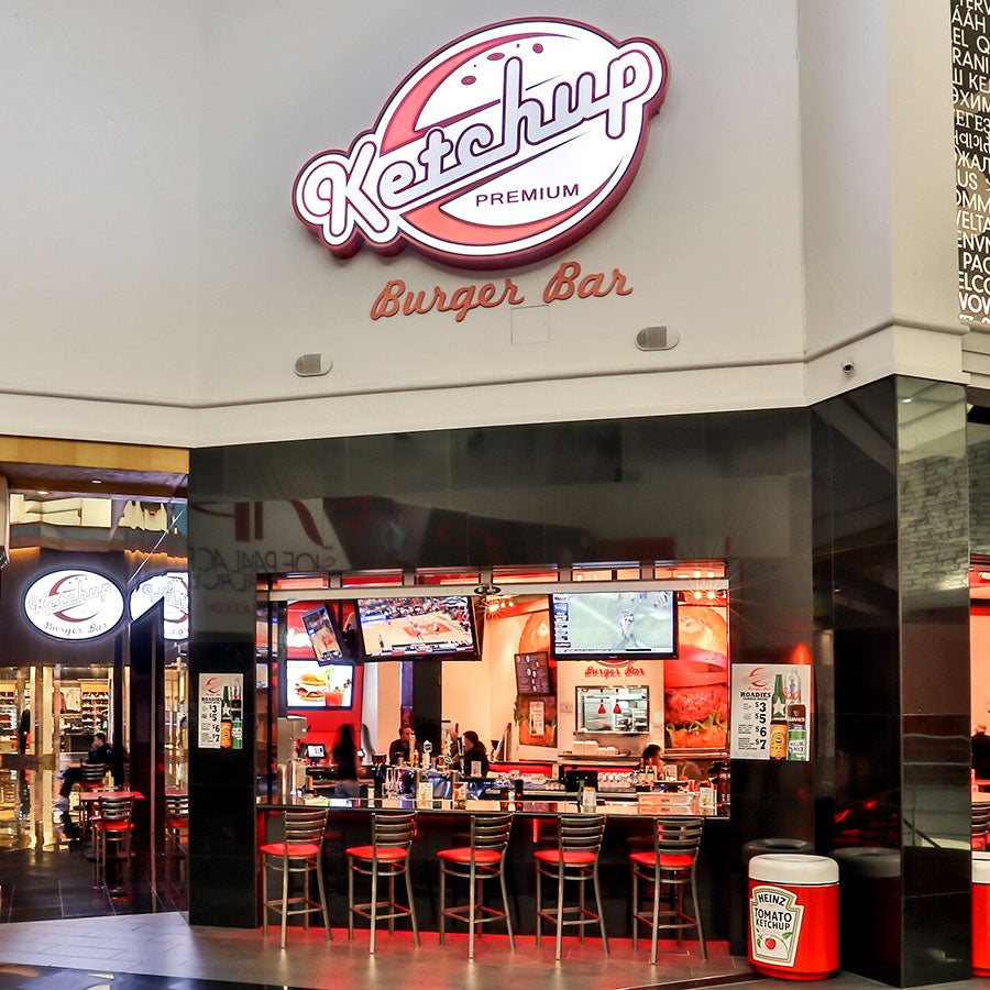 Entrance to Ketchup Burger Bar located inside of Miracle Mile Shops