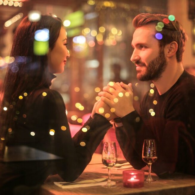 A couple having dinner in Las Vegas for Valentines Day