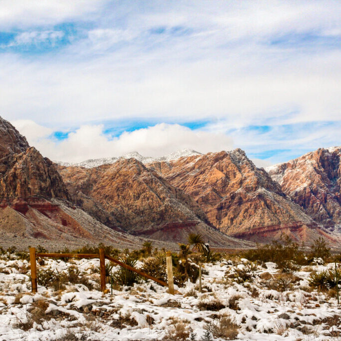 Red Rock Conservation Area Las Vegas Nevada Snowy Wintertime